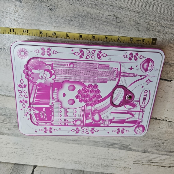 Amika Sugar Skull Tin Storage Boxes w/ Slide Closure Pink Brooklyn Cityscape - Picture 5 of 7